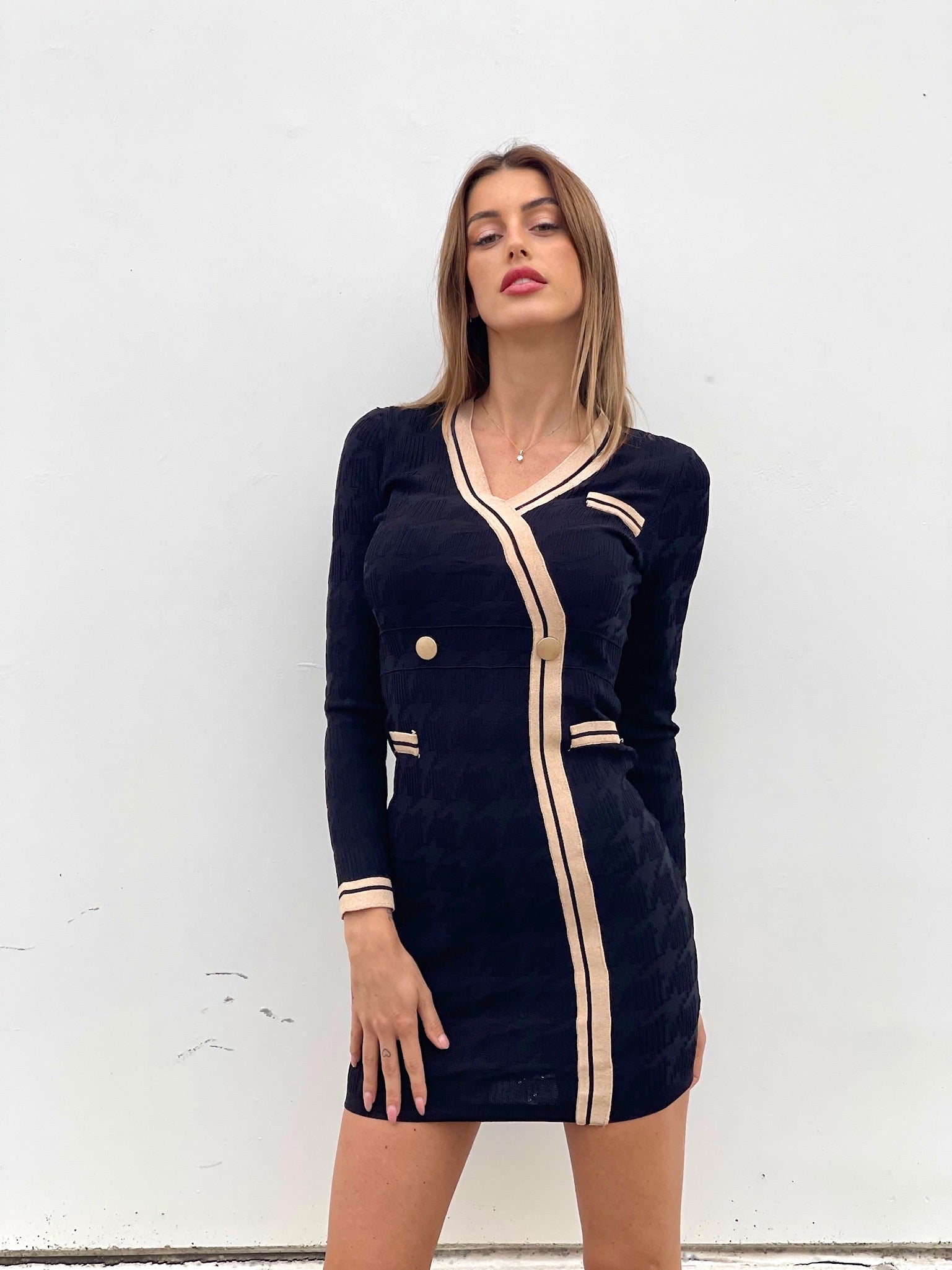 Abito in maglia a trama nero