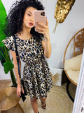 Abito animalier con elastico in vita