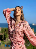 Completo short e camicia fiorata rosa