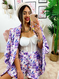 Completo Giacca e Short fiori lilla