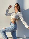 Jeans con catena argento
