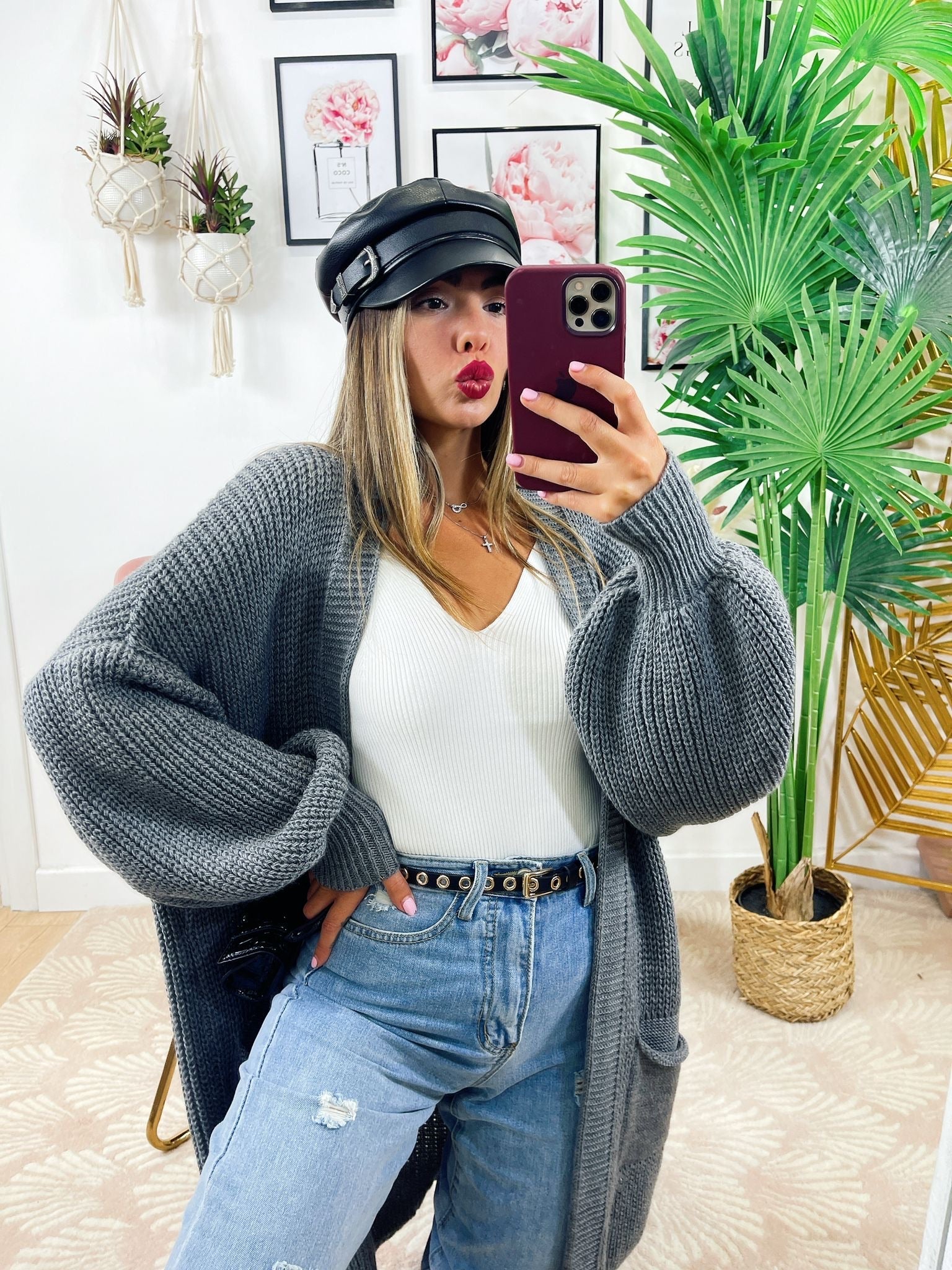 Cardigan lungo grigio