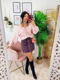 Cardigan con bottoni gioiello e spalle scoperte Rosa