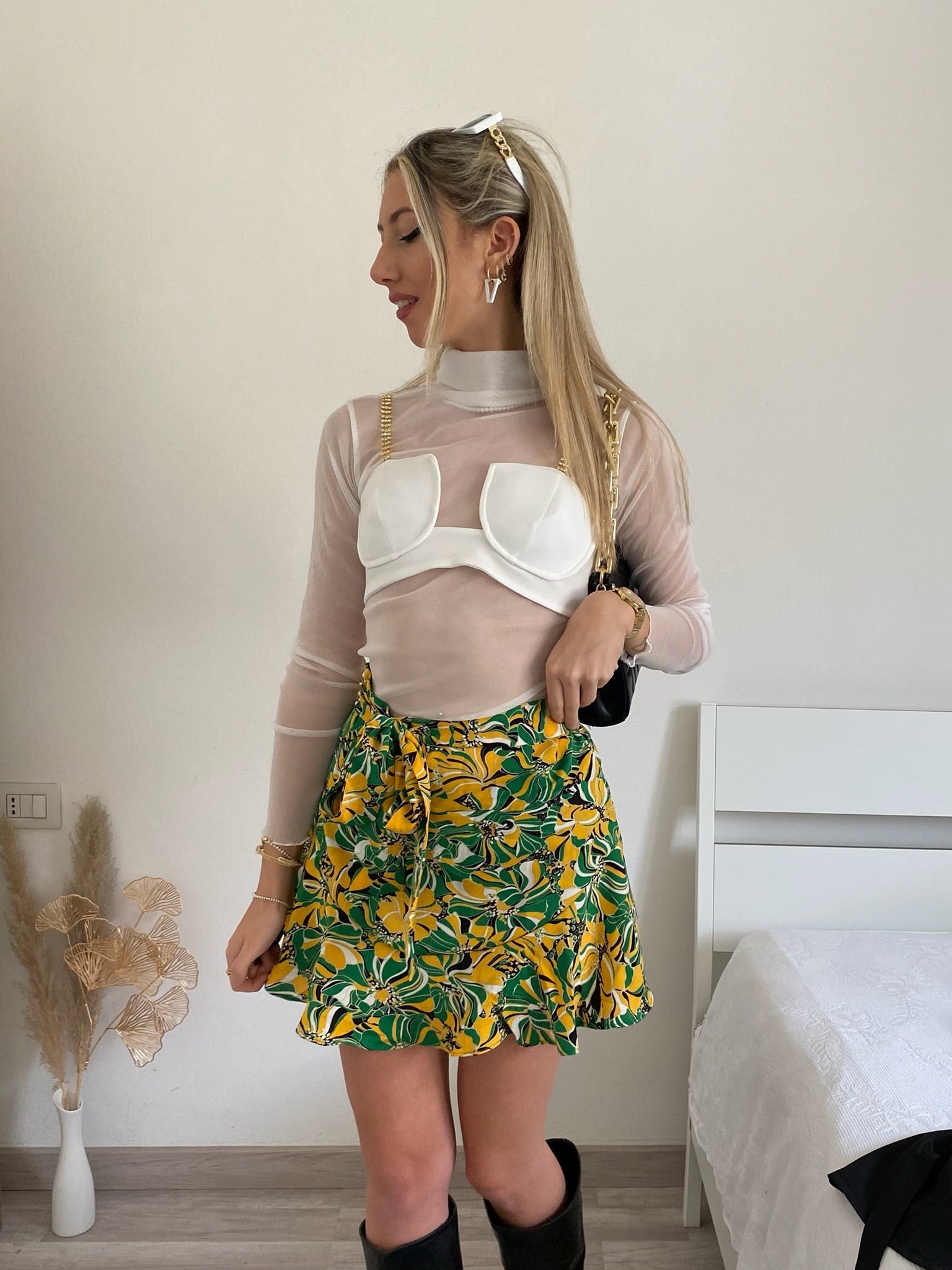 Camicia velata con corpino bianca