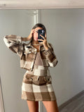 Completo giacca e gonna tweed nude