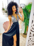 Dress Afrodite con paillettes nero e argento