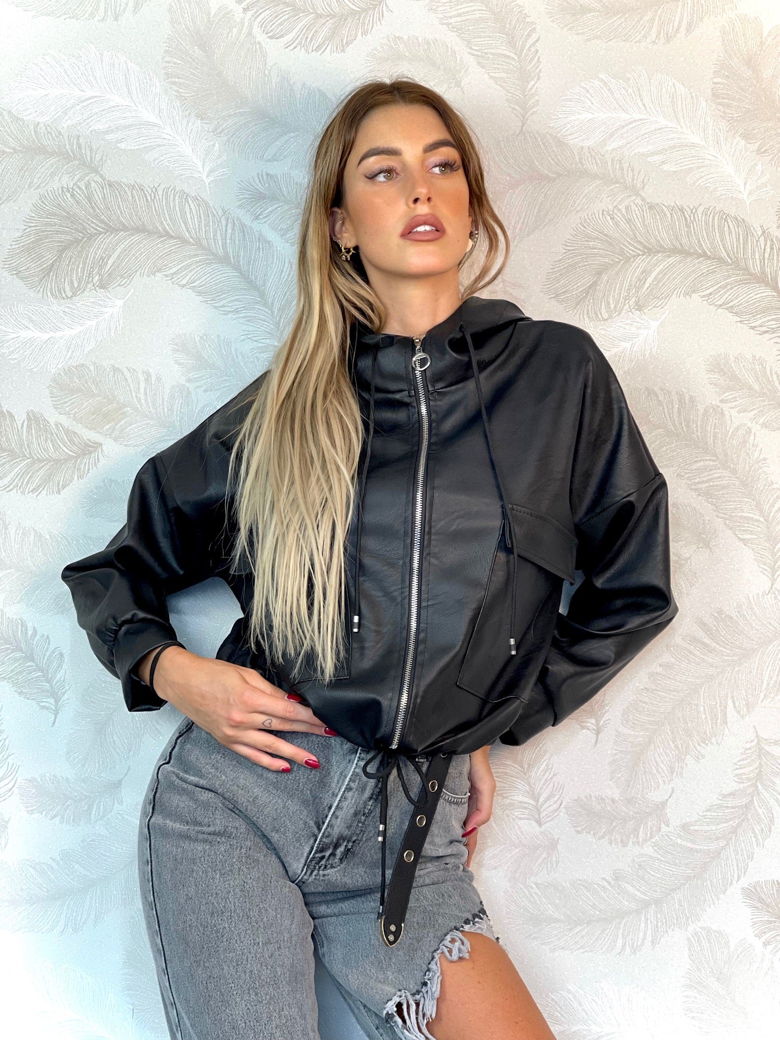 Giubbino in eco pelle nero