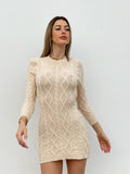 Abito a trecce schiena aperta beige