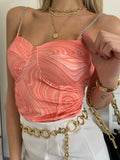 Top corallo spalline in strass