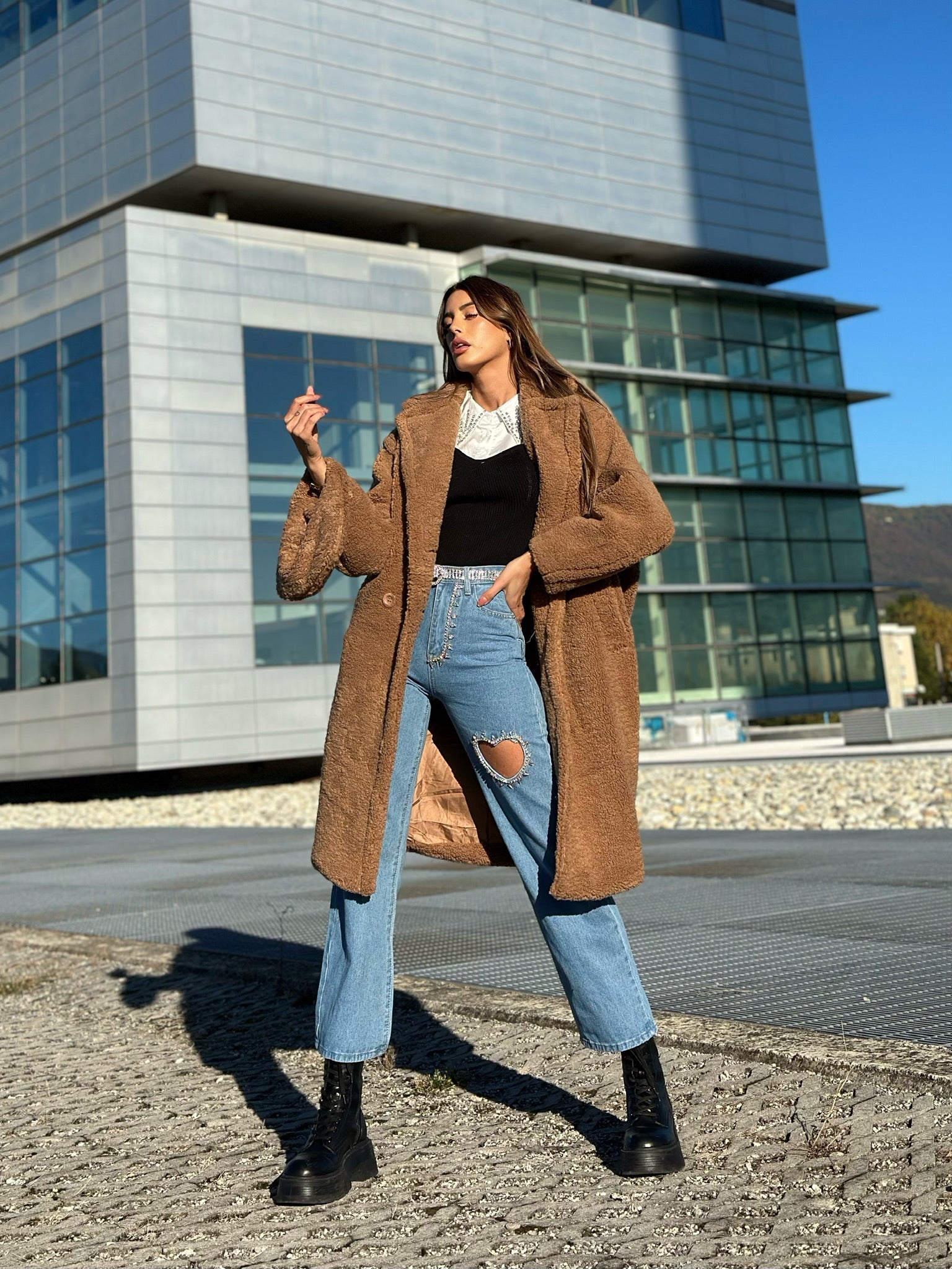 Cappotto Teddy Camel e pochette