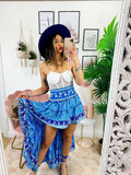 Gonna asimmetrica azzurra e celeste