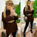 Abito in maglia manica ampia marrone