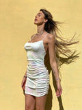 Abito bianco unicorno con incrocio e push up