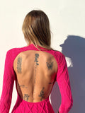 Abito a trecce schiena aperta Fuxia