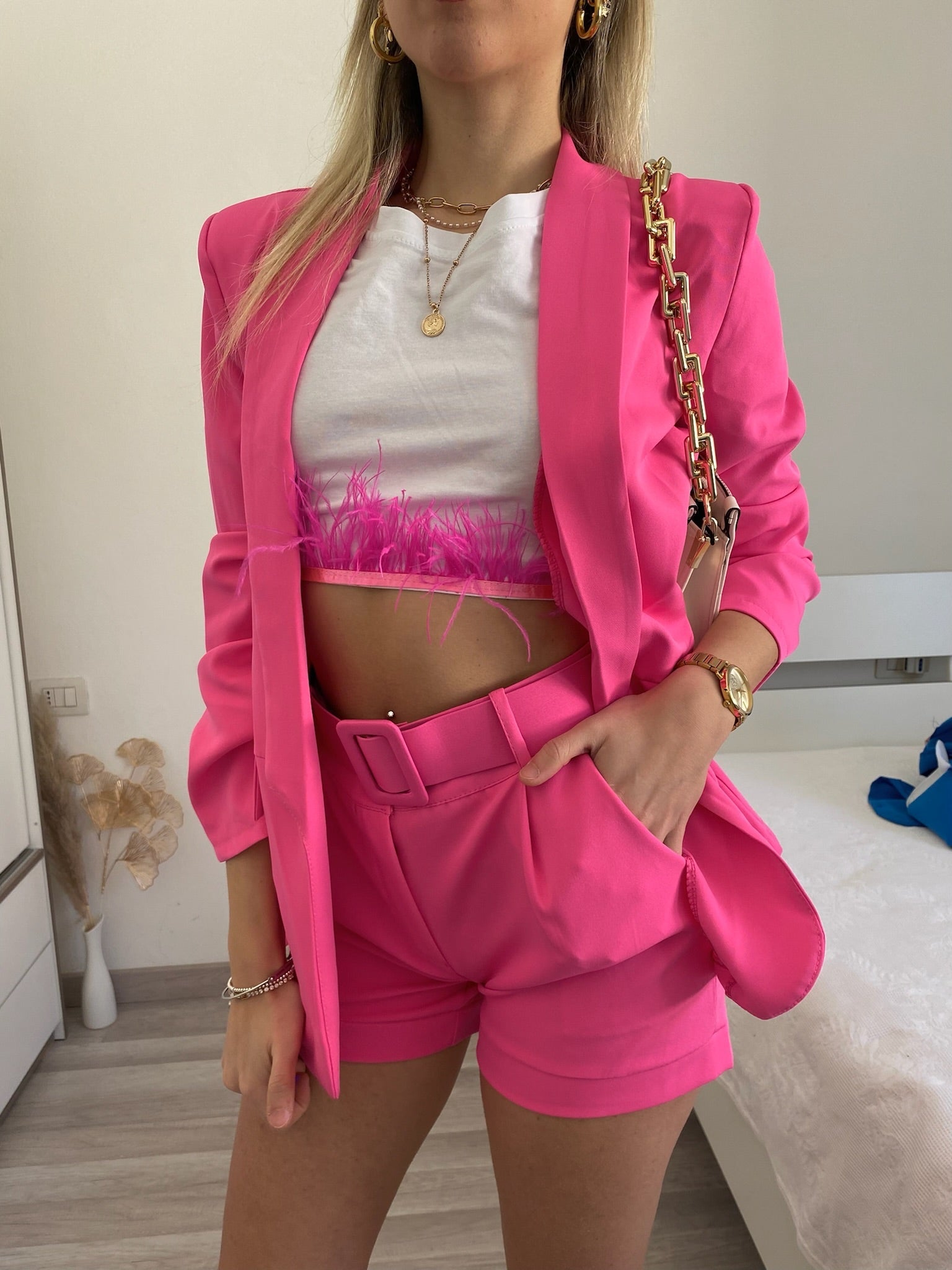Completo giacca e Short Fuxia