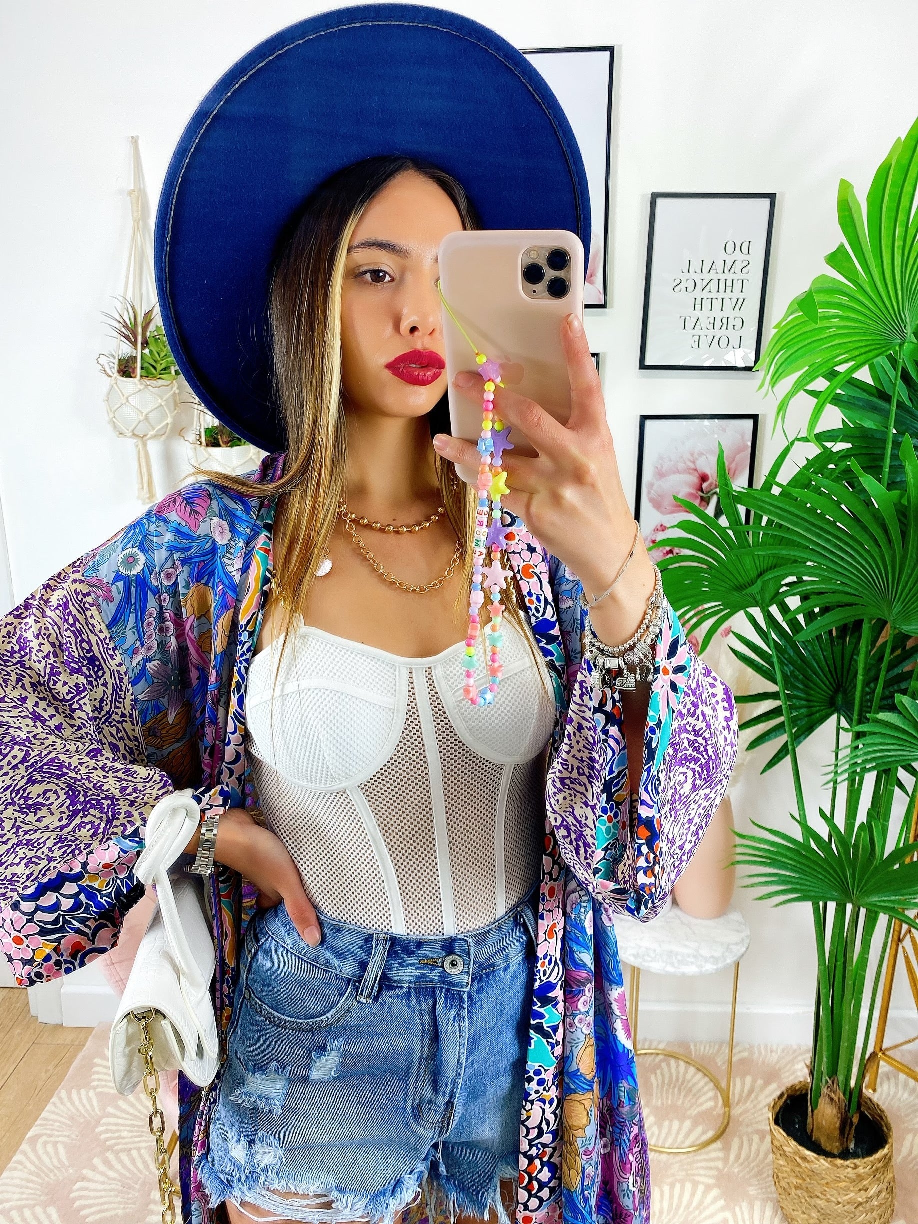 Kimono in seta etnico base lilla