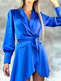 Abito in raso blu elettrico