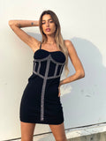 Abito a spalline con strass