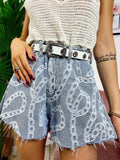 Short in jeans stampa catena