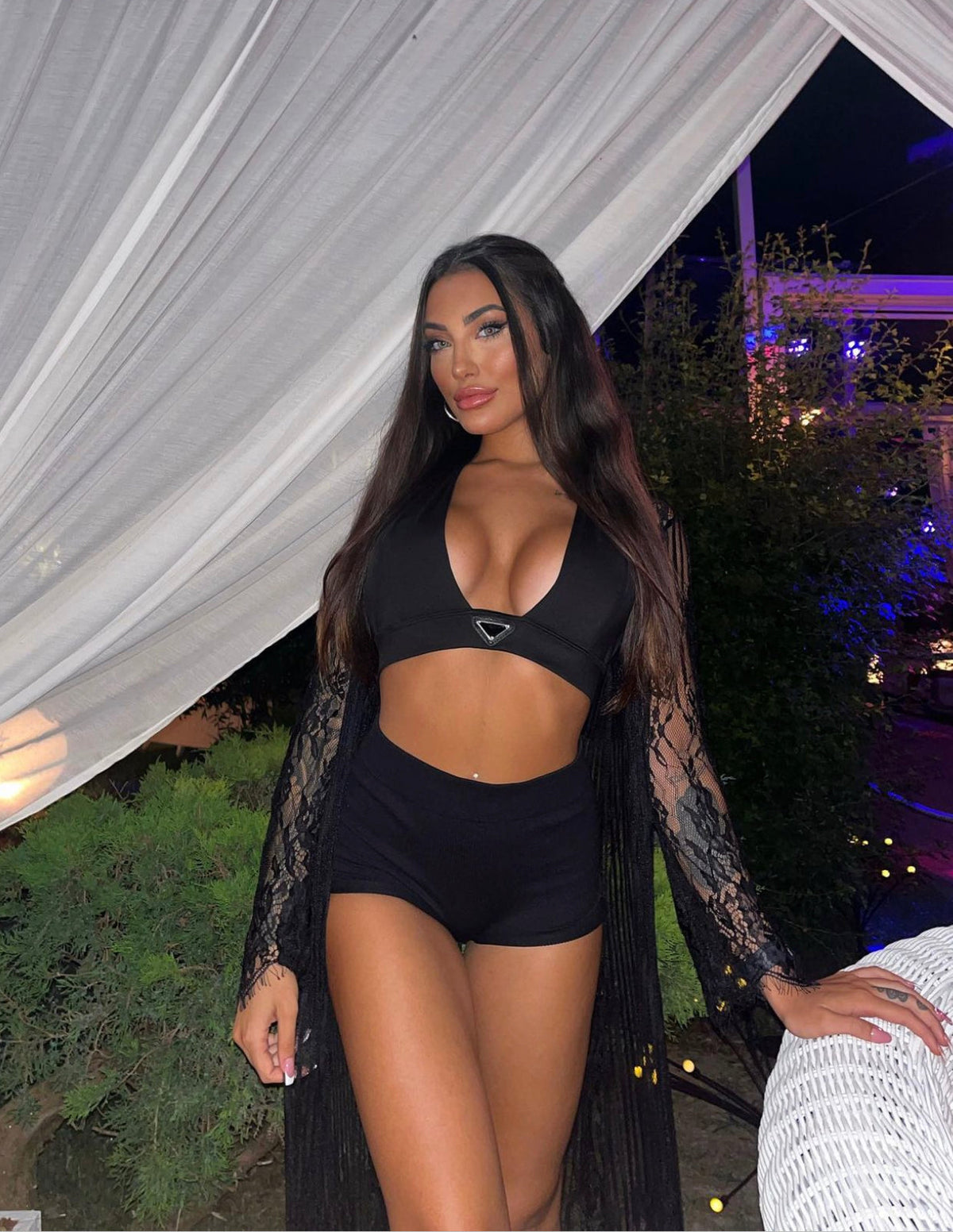 Kimono in pizzo Nero