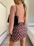 Gonna in tweed Fuxia a rombi