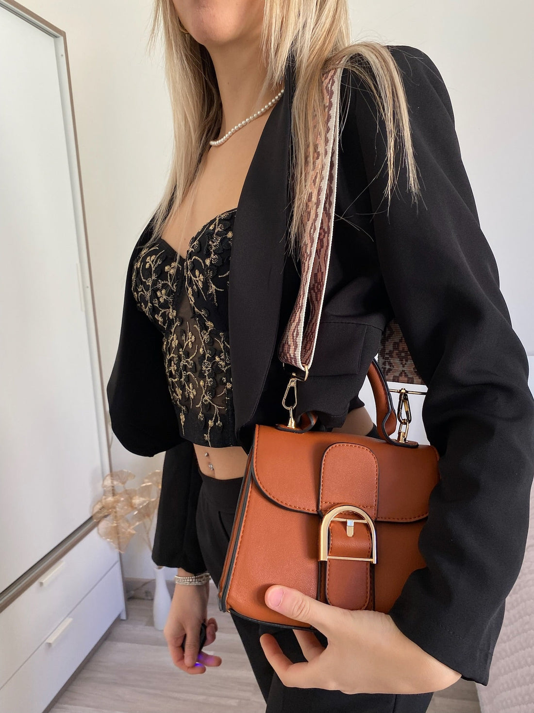 Borsa a mano più tracolla marrone