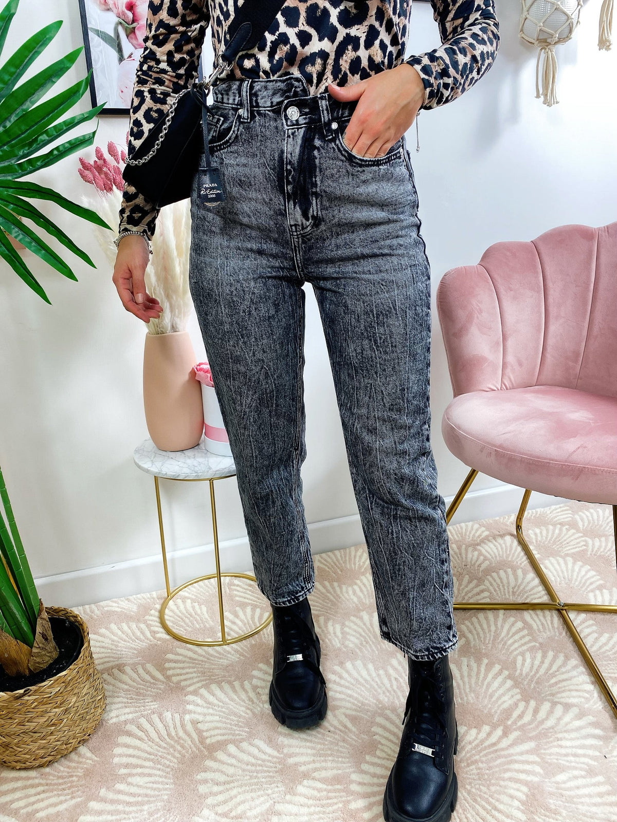 Jeans Bottone asimmetrico Grigio