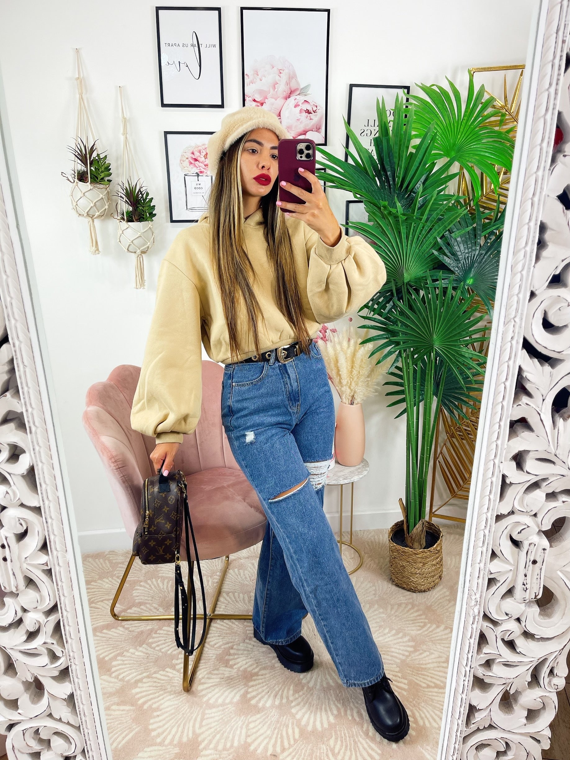 Felpa beige manica ampia