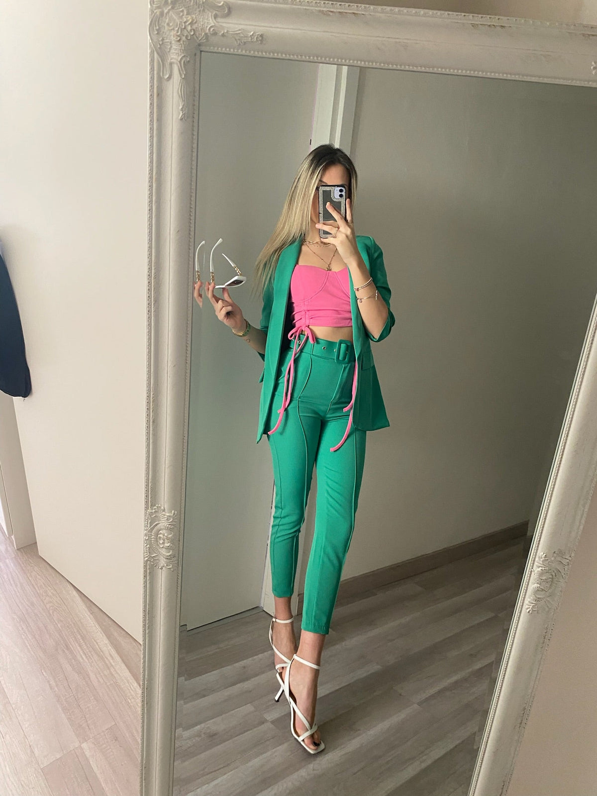 Completo giacca e pantalone verde smeraldo
