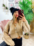 Maglione top quality camel con gioiello in strass