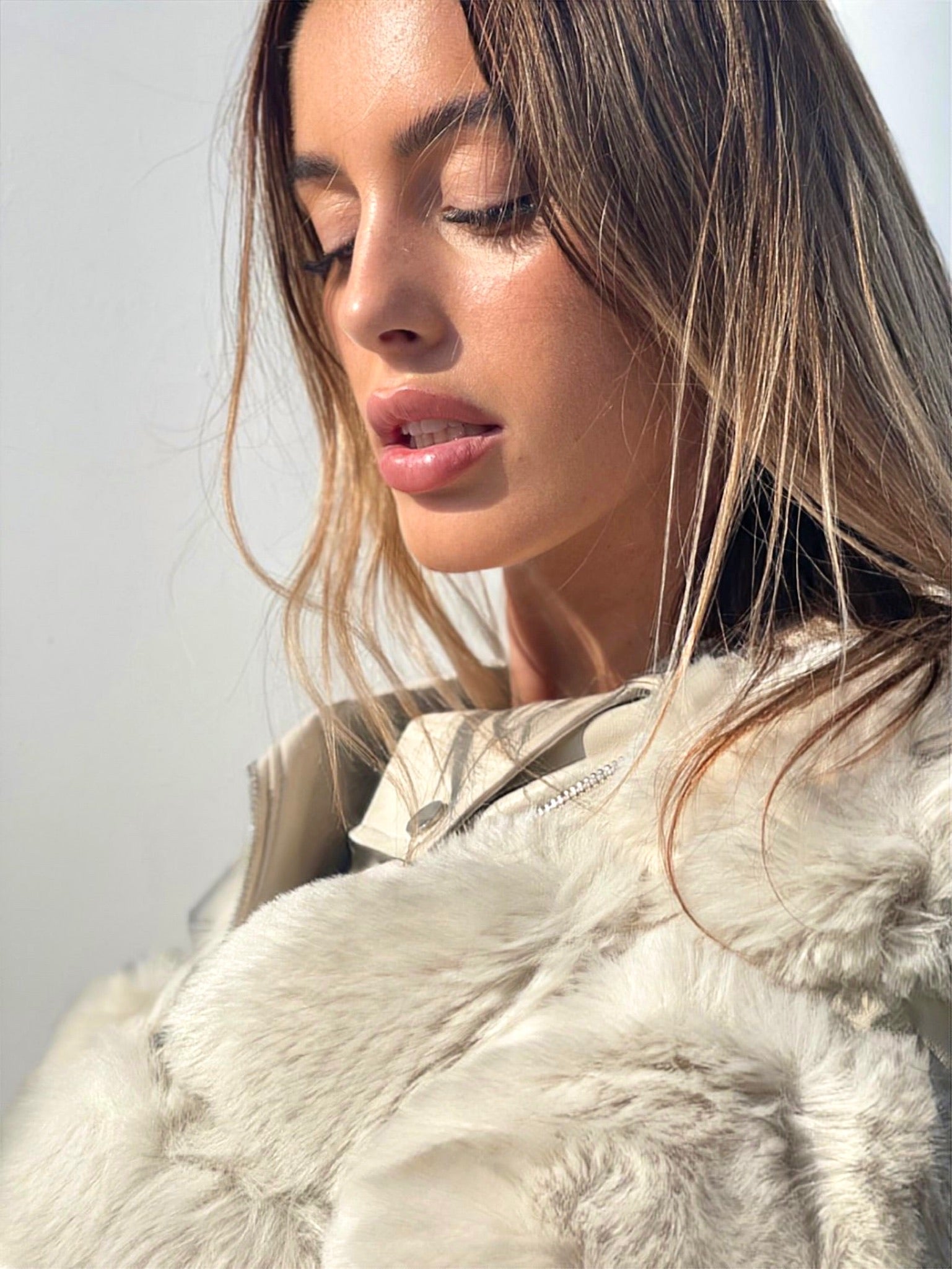 Giaccone beige con pelo morbidissimo