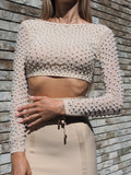 Top con perle nude