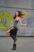 Abito midi in jeans con cintura