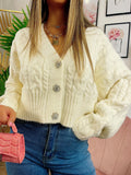 Maglione top quality panna con gioiello in strass