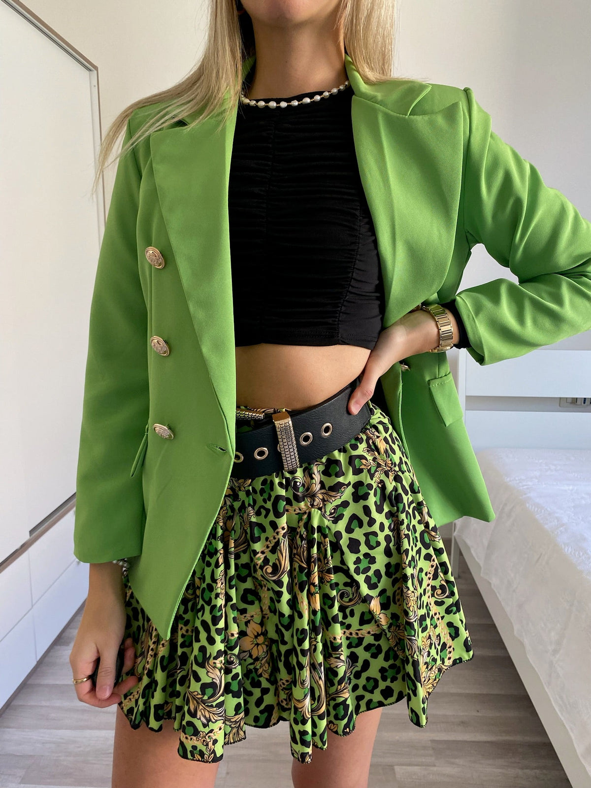 Gonna a ruota animalier lime