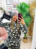 Maxi maglione morbidissimo con cuori Grigio