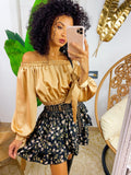 Top in raso manica lunga oro