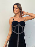 Abito a spalline con strass