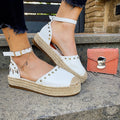 Espadrillas platform basso con borchie white