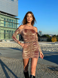 Abito in velluto glitter nude