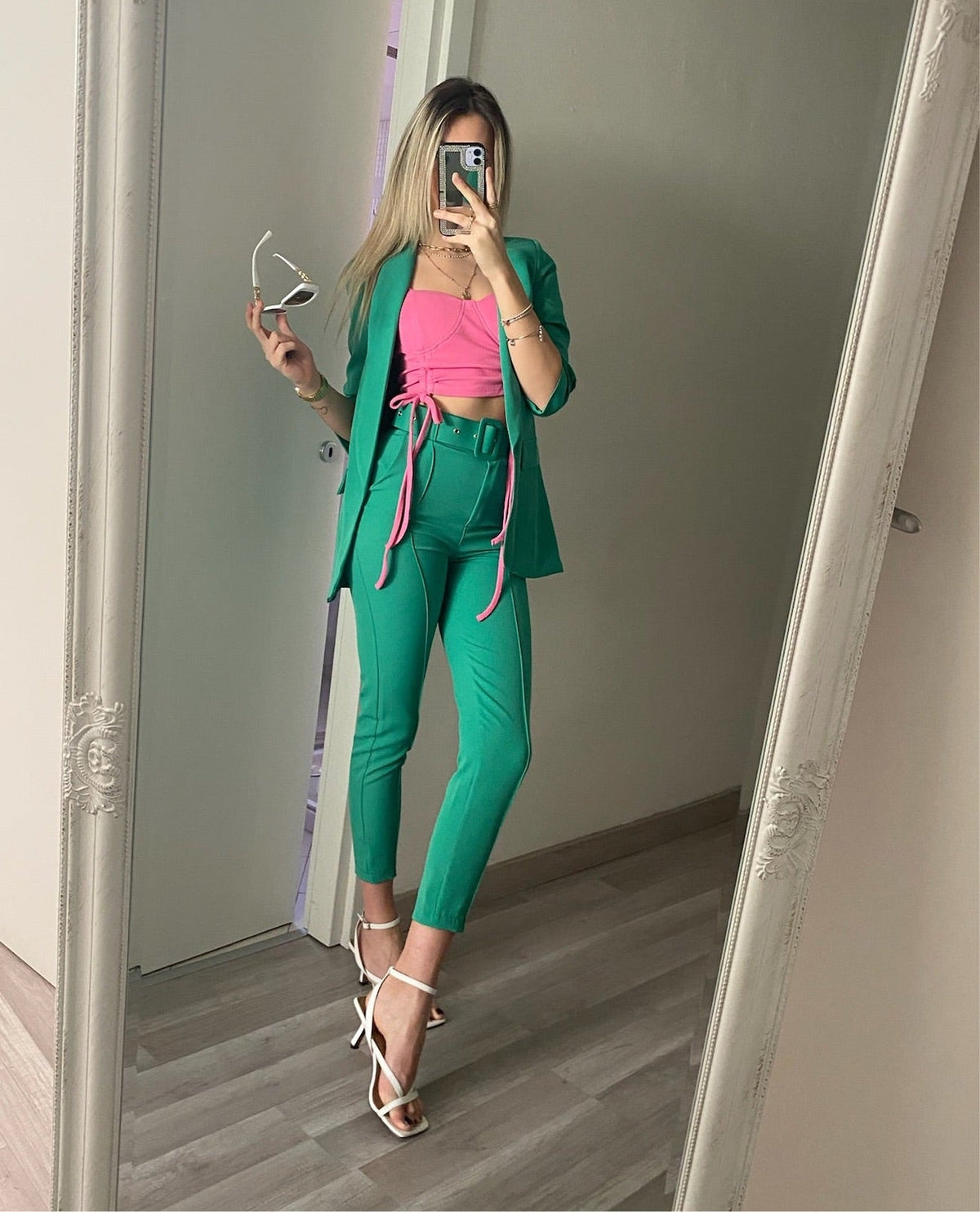 Completo giacca e pantalone verde smeraldo
