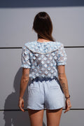 Short in jeans cuore in strass