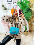 Maxi maglione camel a cuori