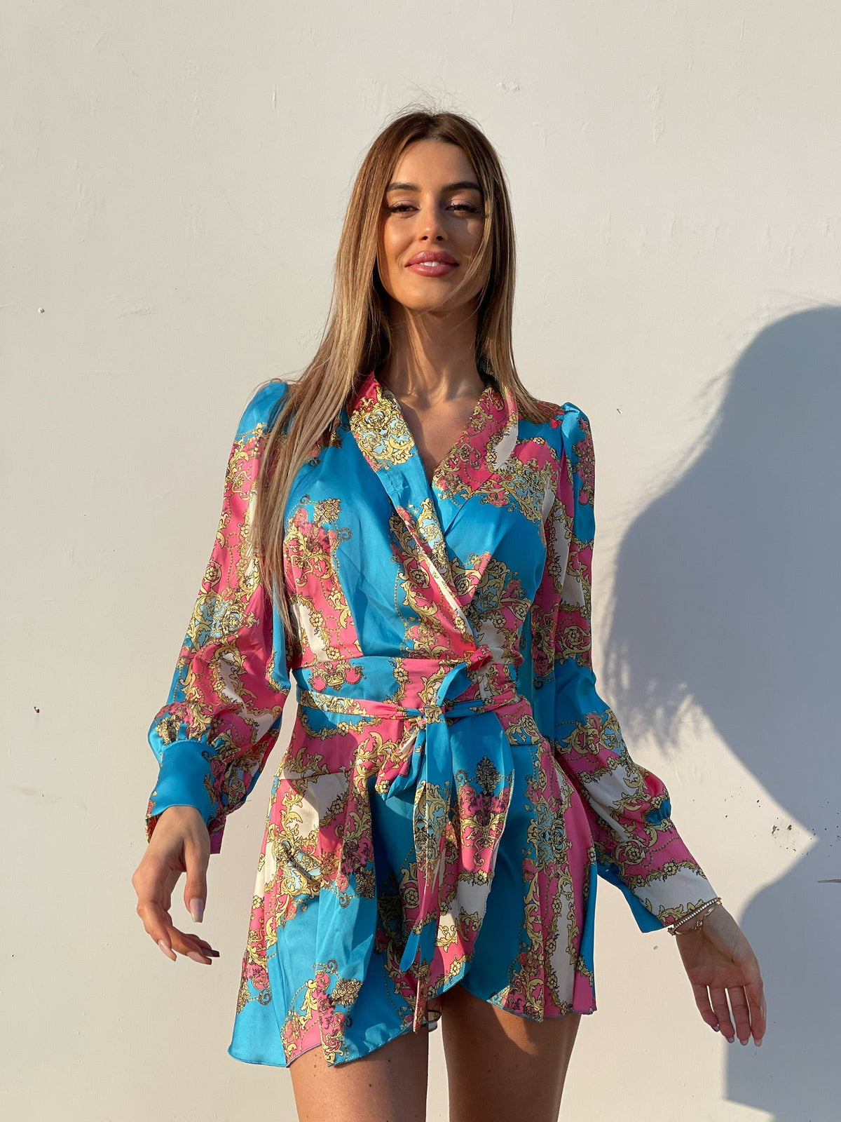Abito etnico Celeste e rosa