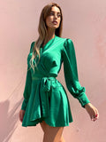 Abito in raso verde smeraldo