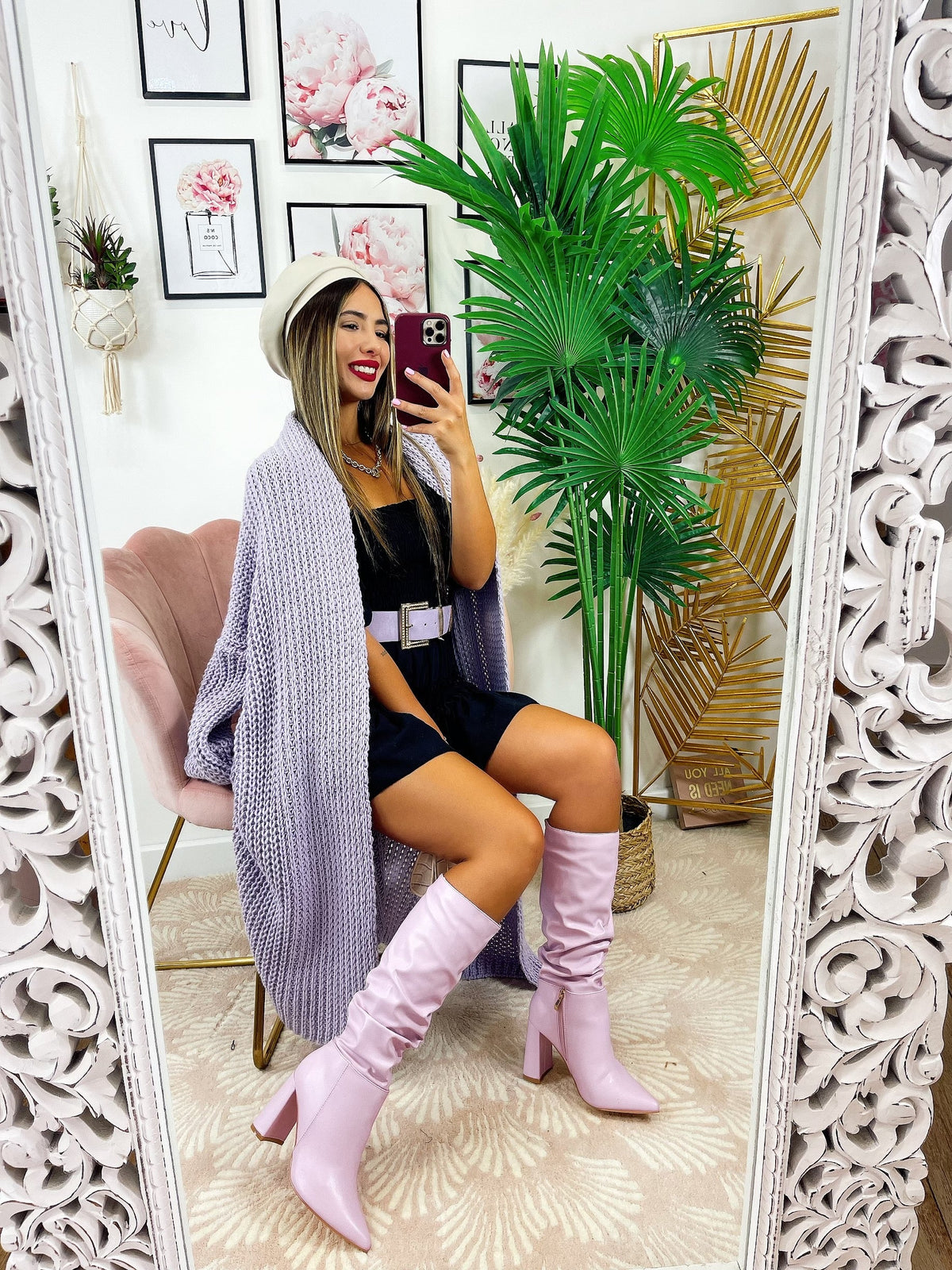 Cardigan lungo lilla
