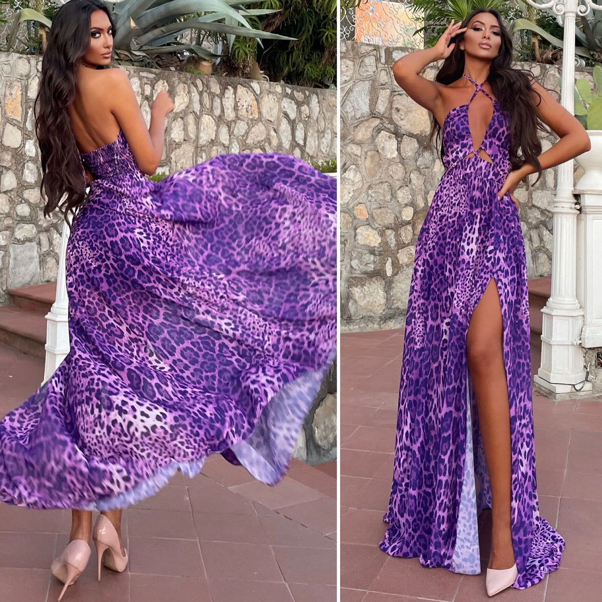 Abito animalier lilla