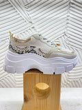 Sneakers Beige  con dettaglio pitonato