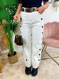 Jeans Bianco con cuori Neri