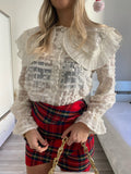 Camicia in pizzo beige con ricami
